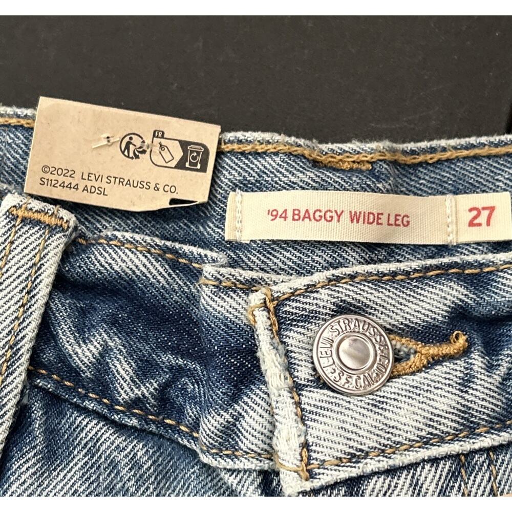 Levi’s Women’s ‘94 Baggy Wide Leg Jeans Medium Blue, Distressed, Size 27X31, NWT - Picture 7 of 13